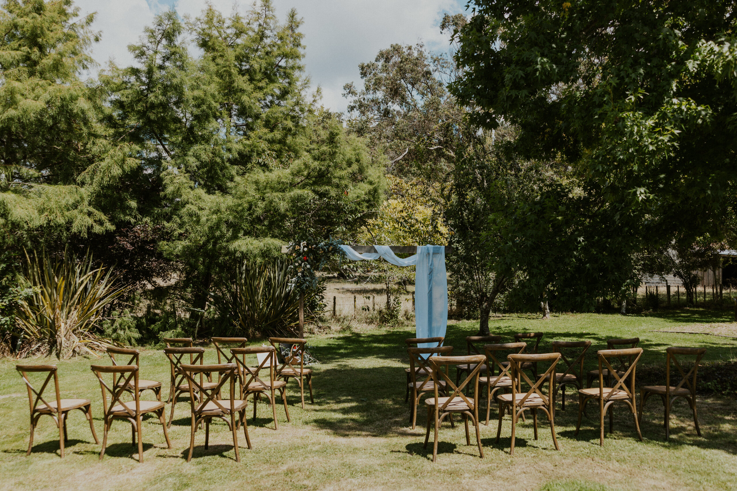 Welcome sign on a timber easel for Christopher and Callaghan's wedding