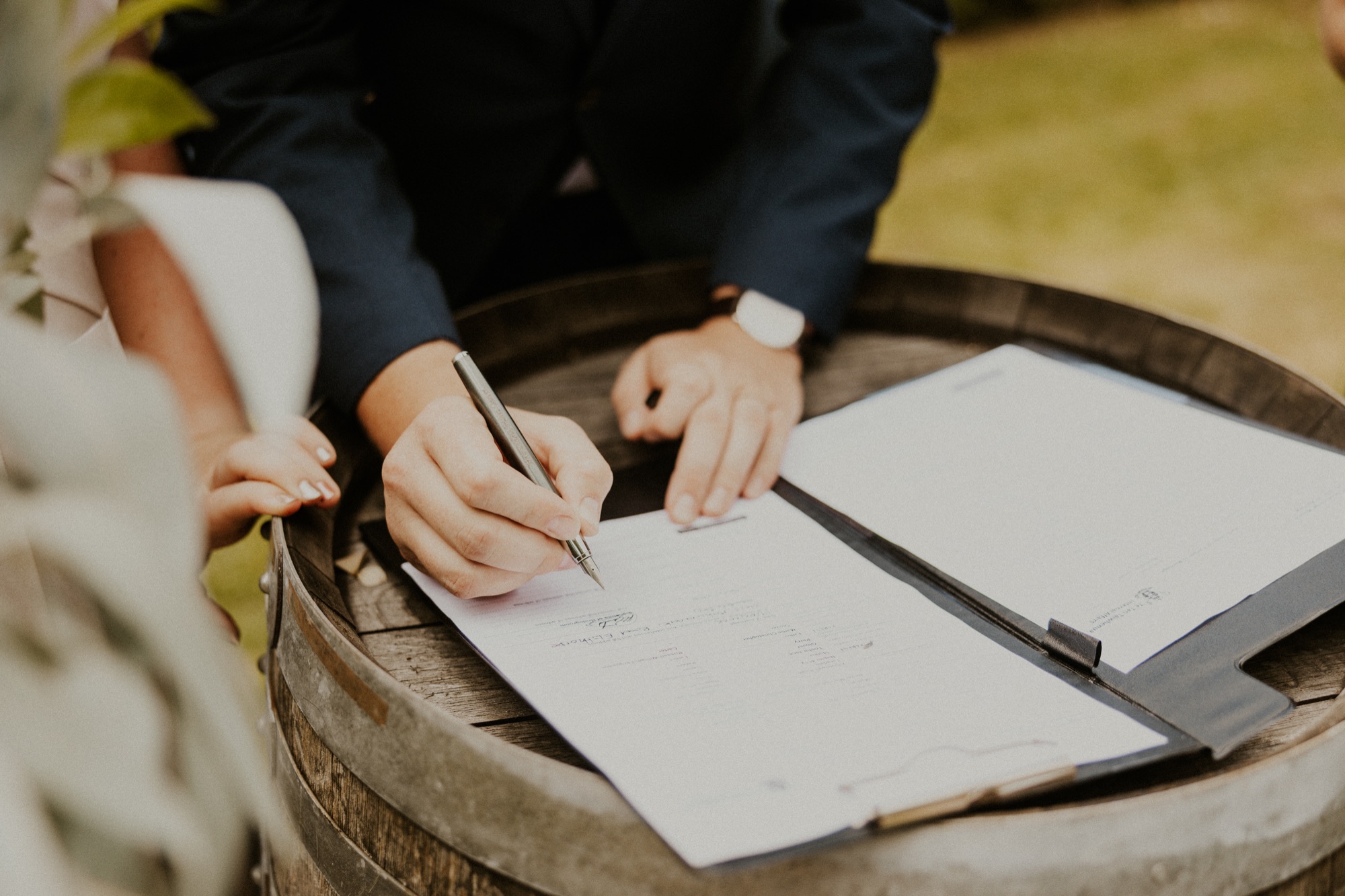 Guests gathered at a styled outdoor celebration